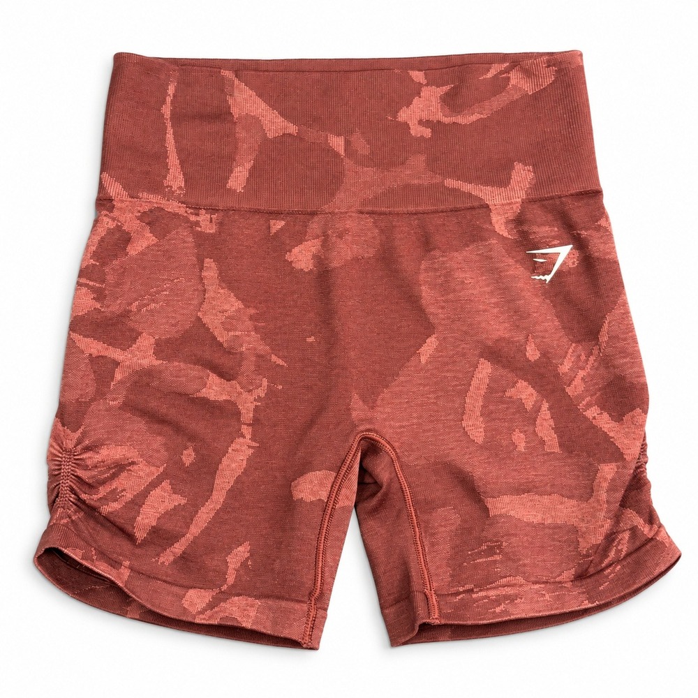 Gymshark Adapt Camo Seamless Shorts Womens XS Mauve Pink High Rise Scrunch